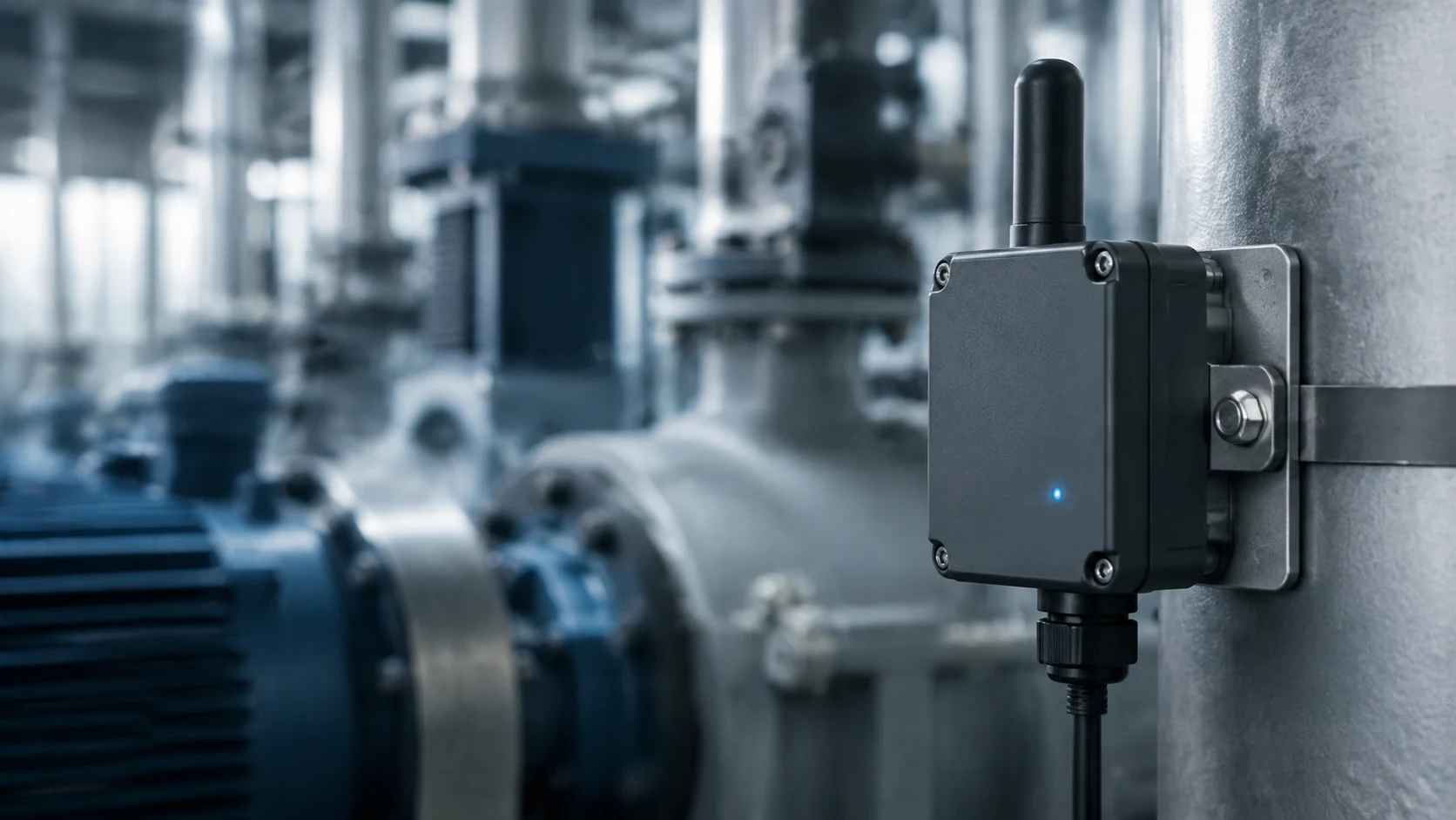 Concept image of an industrial IoT sensor on building equipment